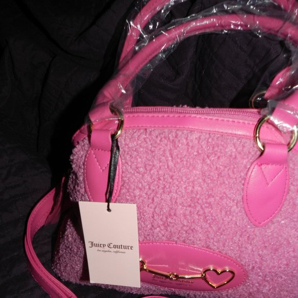 Juicy Couture  Sherpa Plush Heart to Heart Satchel Deep Pink🆕SHIPS FAST😮‍💨⚡🚚 - Picture 11 of 16